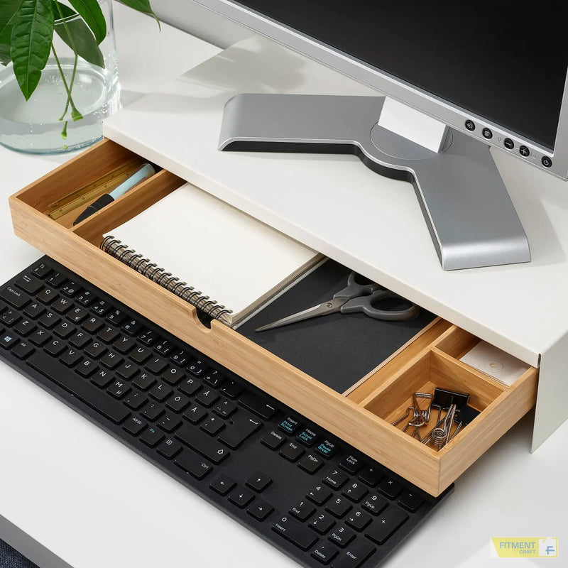ELLOVEN monitor stand with drawer white - Gallery - image 8