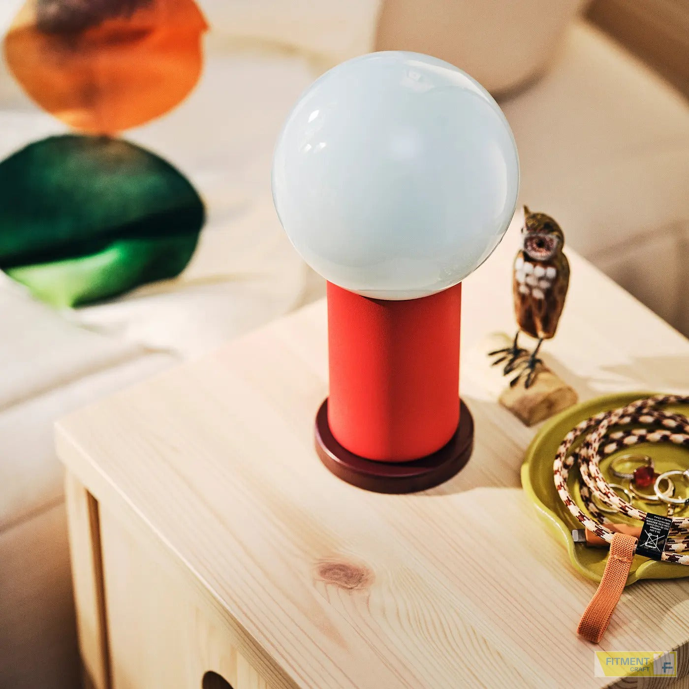 IKEA PS 2026 LED portable lamp yellow 22 cm - battery-operated dimmable and red light blue - image 15