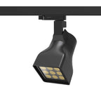Black Risho track spotlight with rectangular head and multiple circular light elements