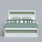 White and pale green Surf bed with recessed headboard and footboard panels