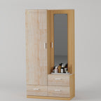 Pale wood-tone Vanity Fair dressing cabinet with tall mirror and lower drawers