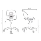 Vento adjustable chair dimension diagram indicating 24.5-inch width and depth, 35.5-inch maximum height and 150 kg capacity.
