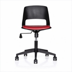 Front view of Vento adjustable visitor chair showing armless back and height adjustment lever. AI-assisted reframing.