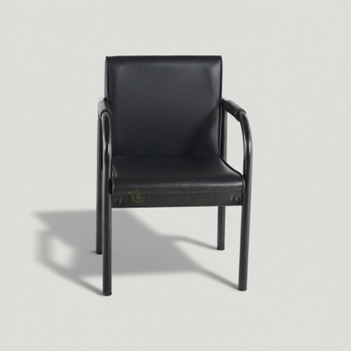 Black Vizio visitor chair with padded seat and back, front view