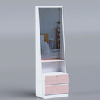White and pink Shine dressing table with tall mirror and two lower drawers