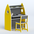 Yellow and grey Rocket study desk with shelves and matching chair