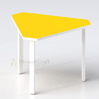 Yellow Fusion modular school table with shaped top and white legs