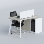 Zenora executive desk opposite view showing white divider and computer tower compartment