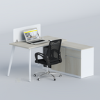 Zenora executive desk with laptop, side cabinet and black office chair