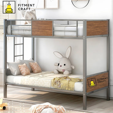 Heavy Duty Metal Twin Bunk Bed with Safety Rails for Kids/Teens | MBV4-003