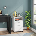 White Hub drawer unit with an open shelf and two drawers beside a desk
