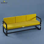 Yellow Comfort three-seat sofa dimension diagram with black frame