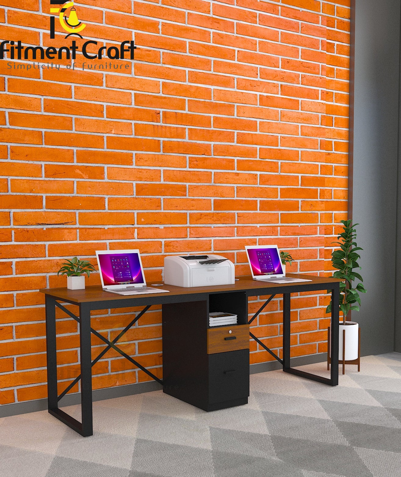 Double Seater Workstation with Drawer | TV24-002