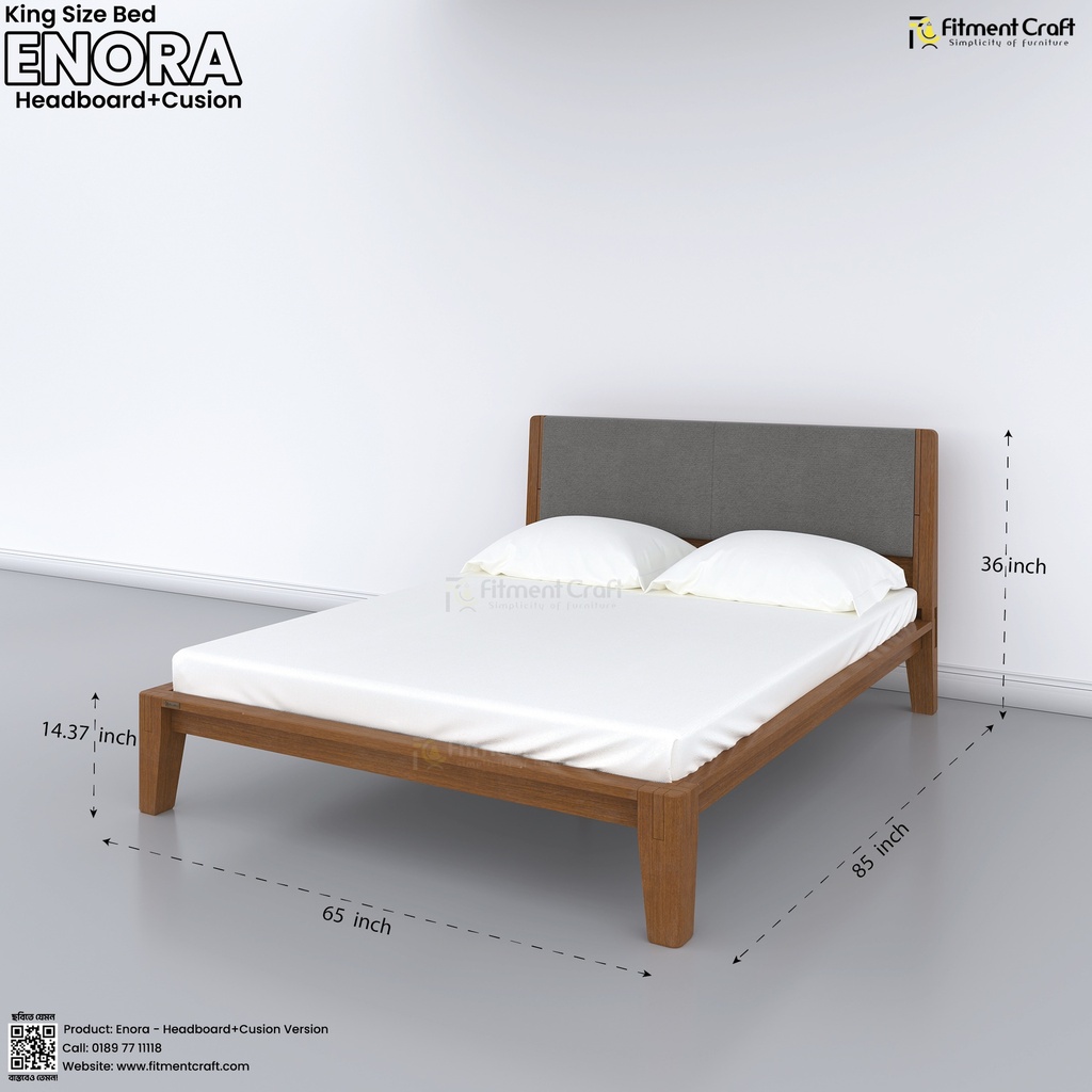 Enora Bed - Headboard + Cusion Version